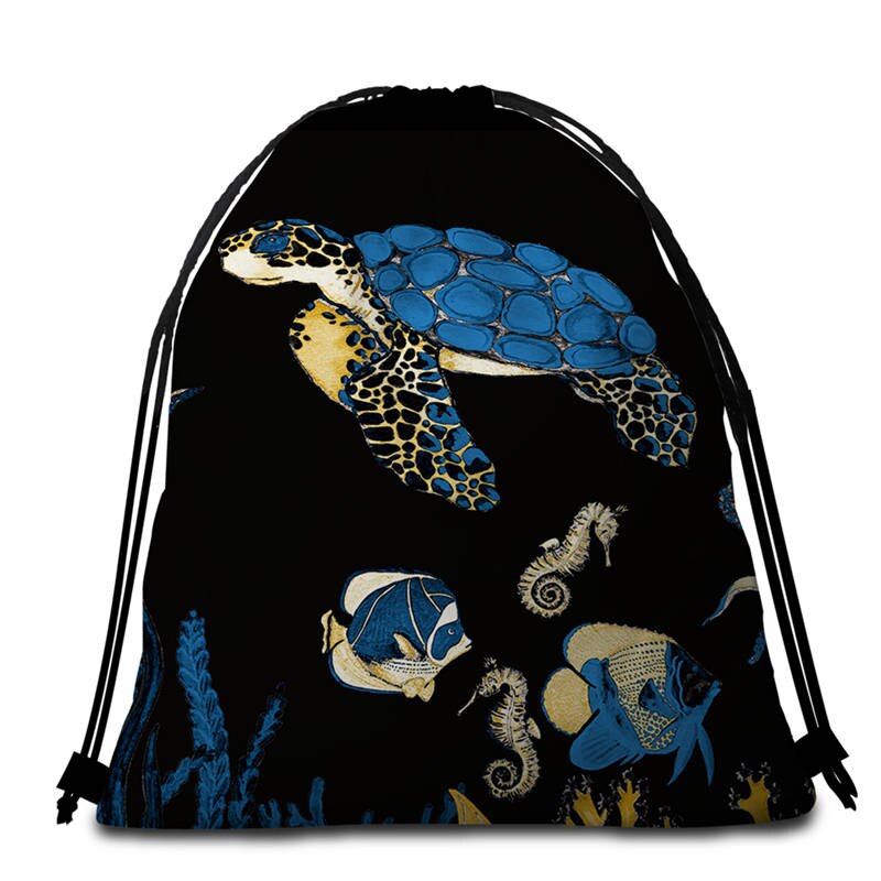 Serviette de Plage Tortue Ronde - Noire