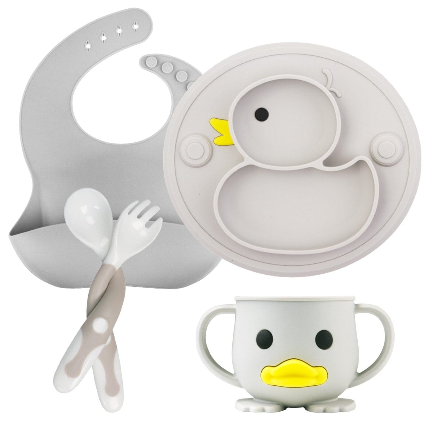 Coffret Repas Bébé en Silicone Canard | Bébé Calins