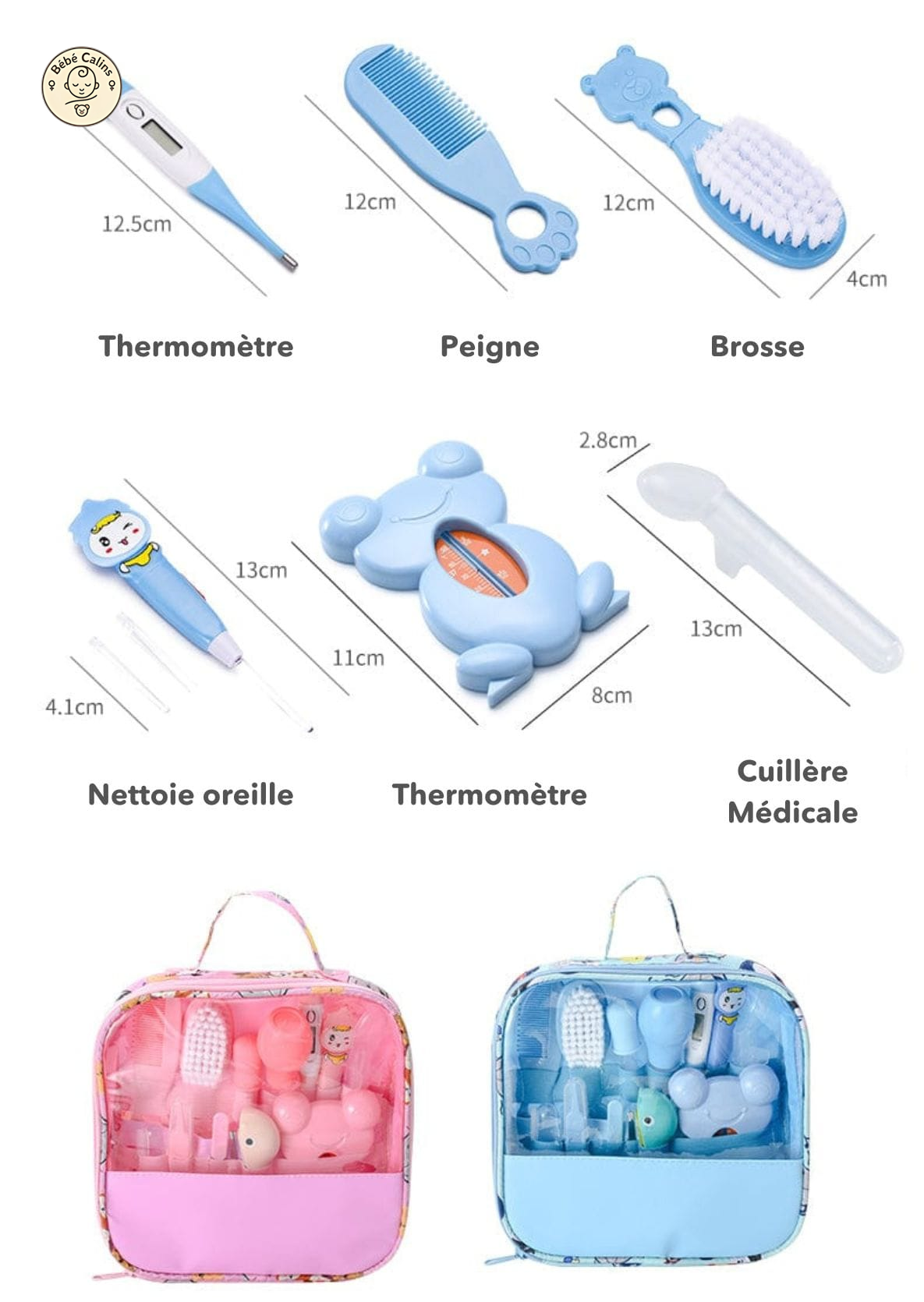 Trousse de soins pour bébé avec 13 accessoires en silicone essentiels