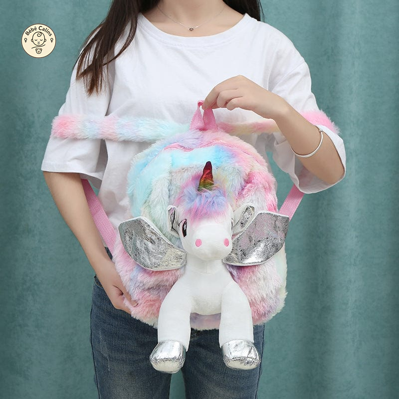 Cartable féérique en peluche licorne