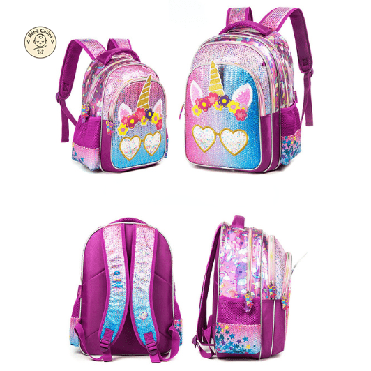 Cartable licorne scintillante accompagné de sa trousse magique