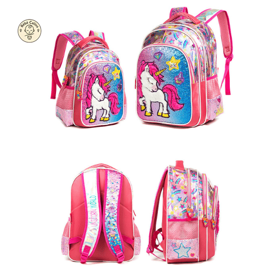 Cartable licorne scintillante accompagné de sa trousse magique