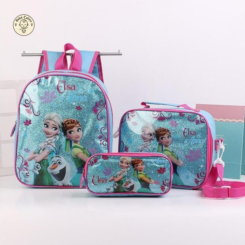 Ensemble cartable cartoon 3 pièces coloré et ludique