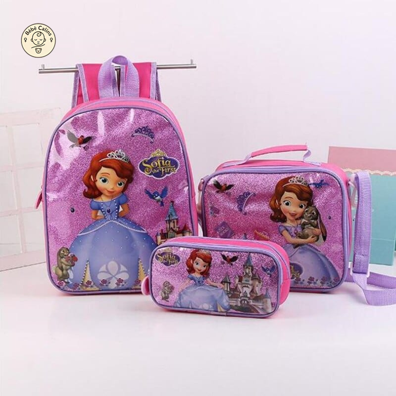 Ensemble cartable cartoon 3 pièces coloré et ludique