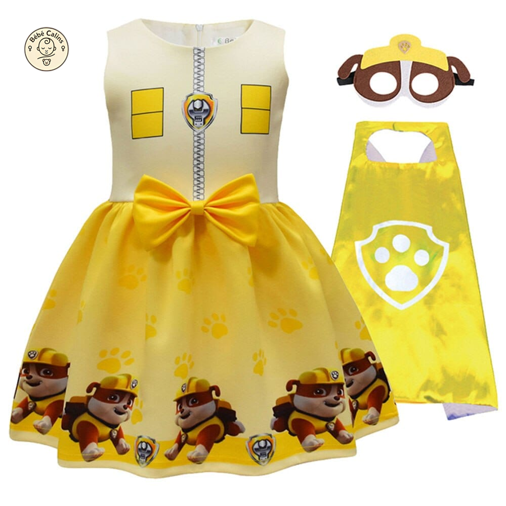 Déguisement robe pat patrouille fille avec cape et masque