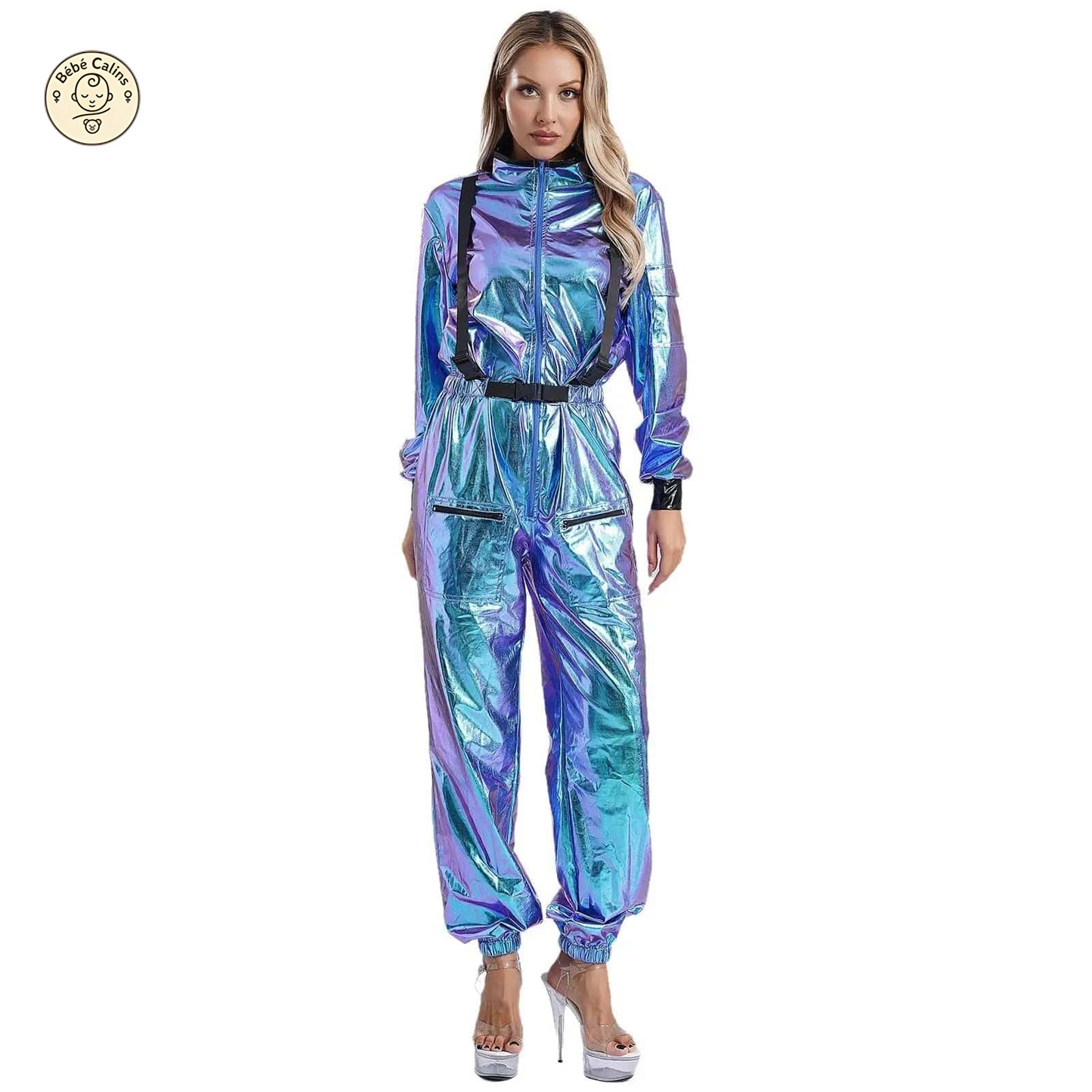 Déguisement Astronaute Métallique Femme à Zip Frontal
