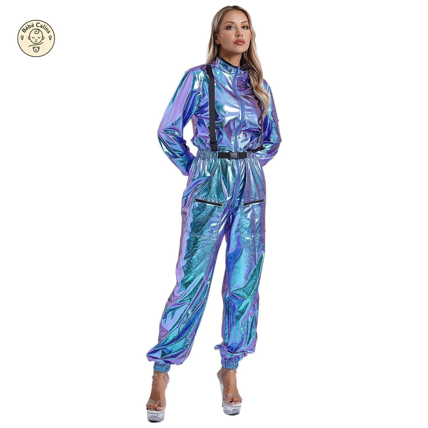 Déguisement Astronaute Métallique Femme à Zip Frontal