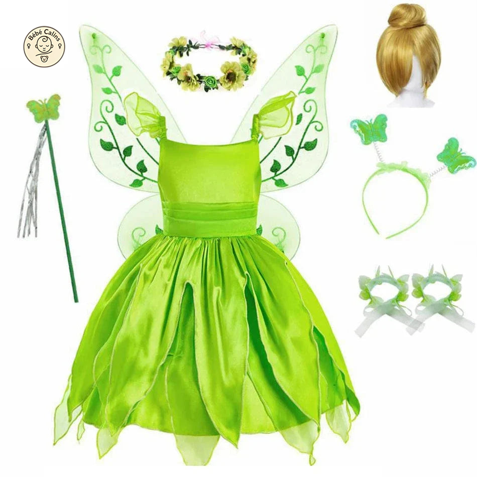 Déguisement fée Princesse Verte Ailée Enfant