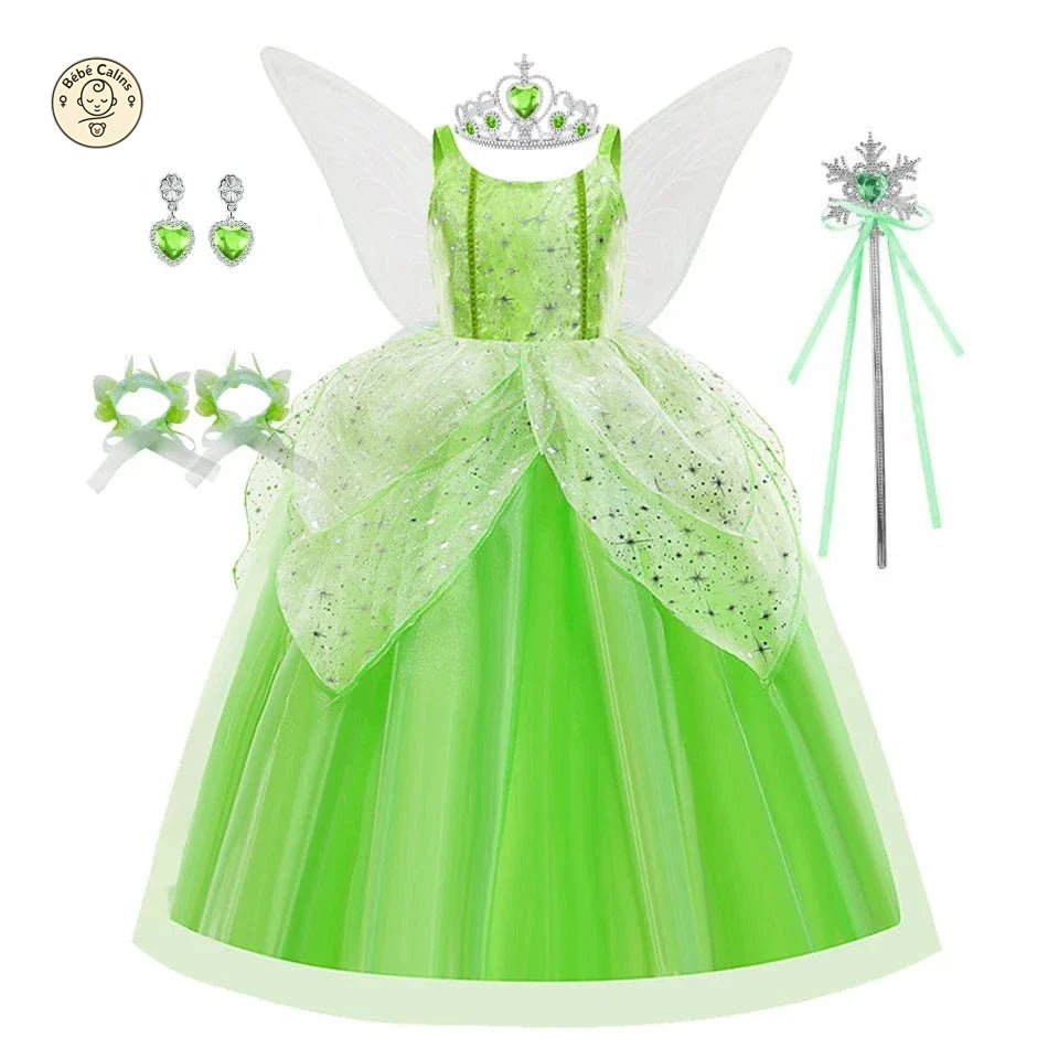 Déguisement fée Princesse Verte Ailée Enfant