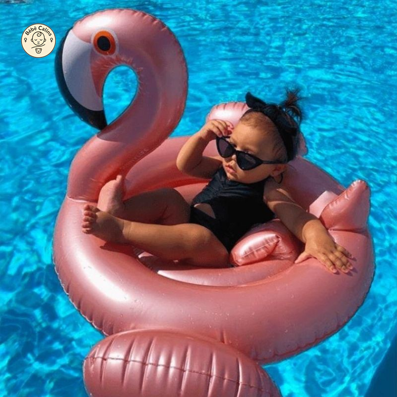 Bouée Bébé Flamant Rose Dorée