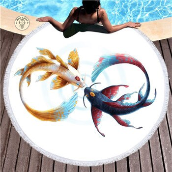Serviette de plage<Br>ronde poisson