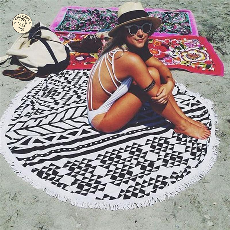 Serviette de plage<br>ronde en coton