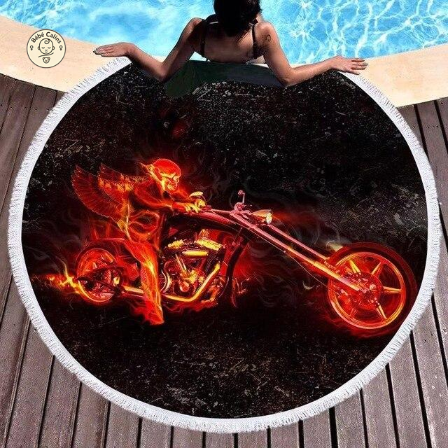 Serviette de plage<Br>ronde biker