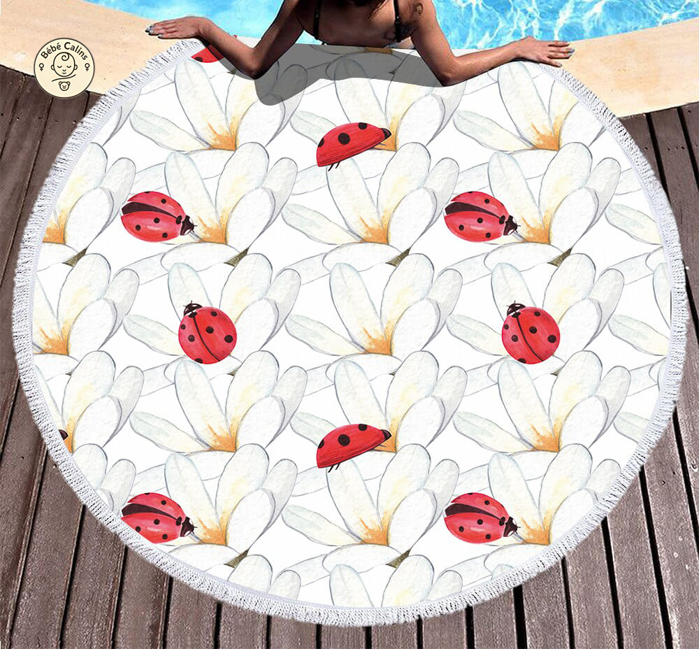 Serviette de plage<br> ronde coccinelle