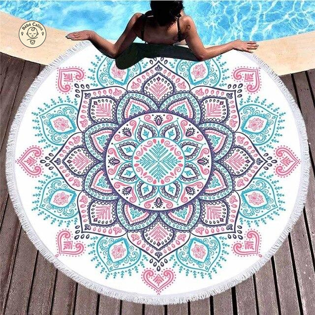 Serviette de plage<Br> ronde bohème