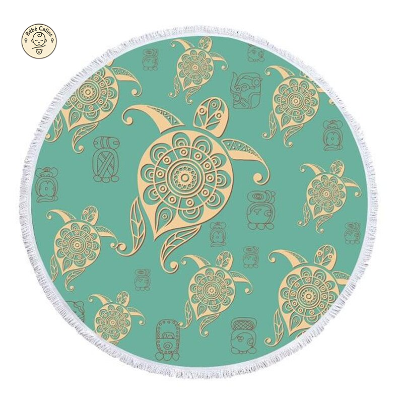 Serviette de Plage Tortue Ronde - Turquoise