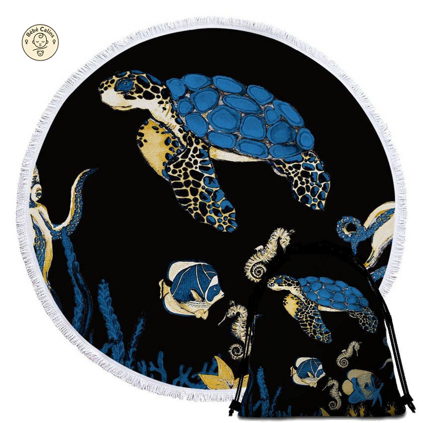 Serviette de Plage Tortue Ronde - Noire