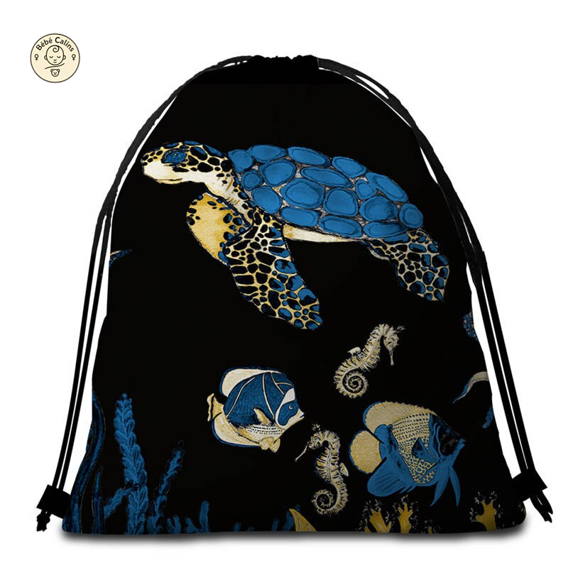 Serviette de Plage Tortue Ronde - Noire