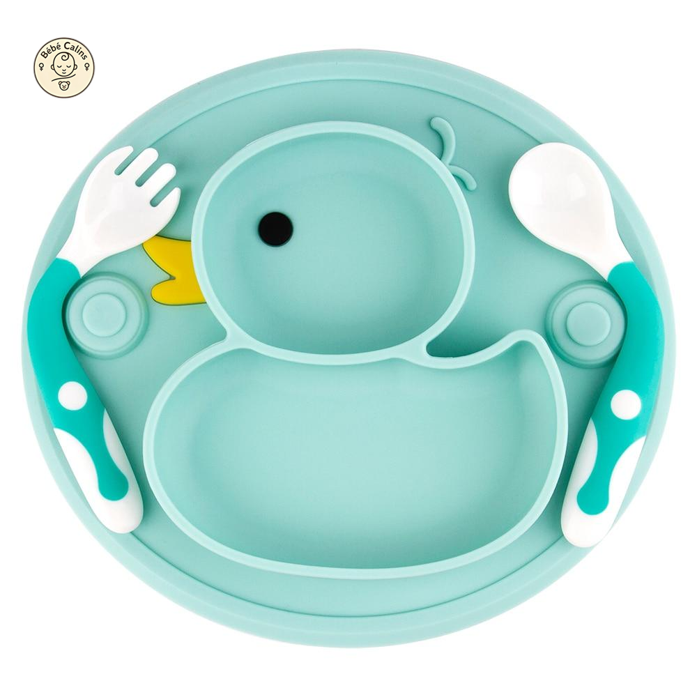 Coffret Repas Bébé en Silicone Canard | Bébé Calins
