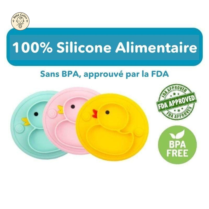 Coffret Repas Bébé en Silicone Canard | Bébé Calins