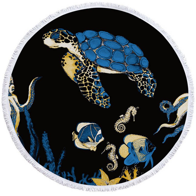 Serviette de Plage Tortue Ronde - Noire