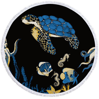 Serviette de Plage Tortue Ronde - Noire