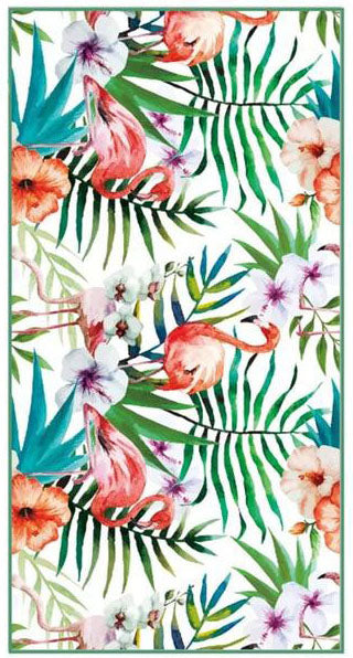 Grande serviette de plage<br>flamant rose