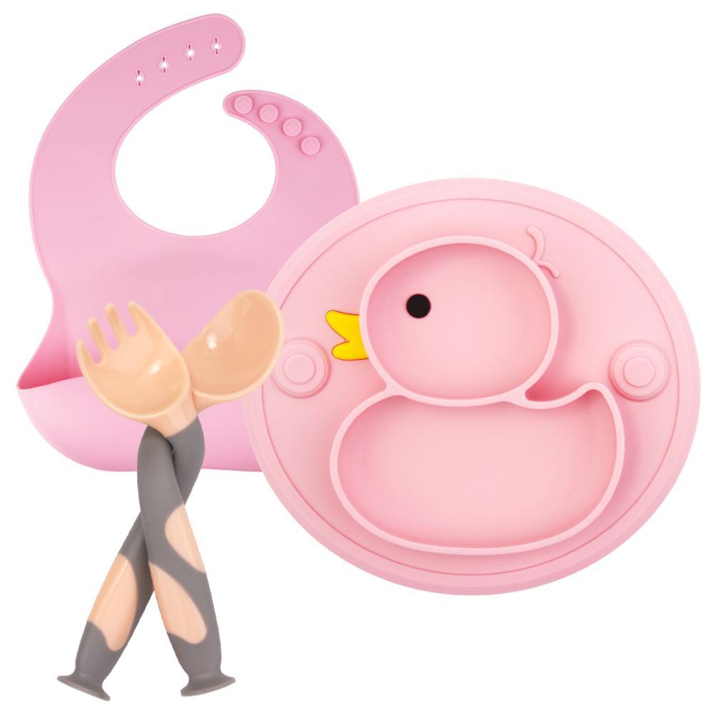 Coffret Repas Bébé en Silicone Canard | Bébé Calins