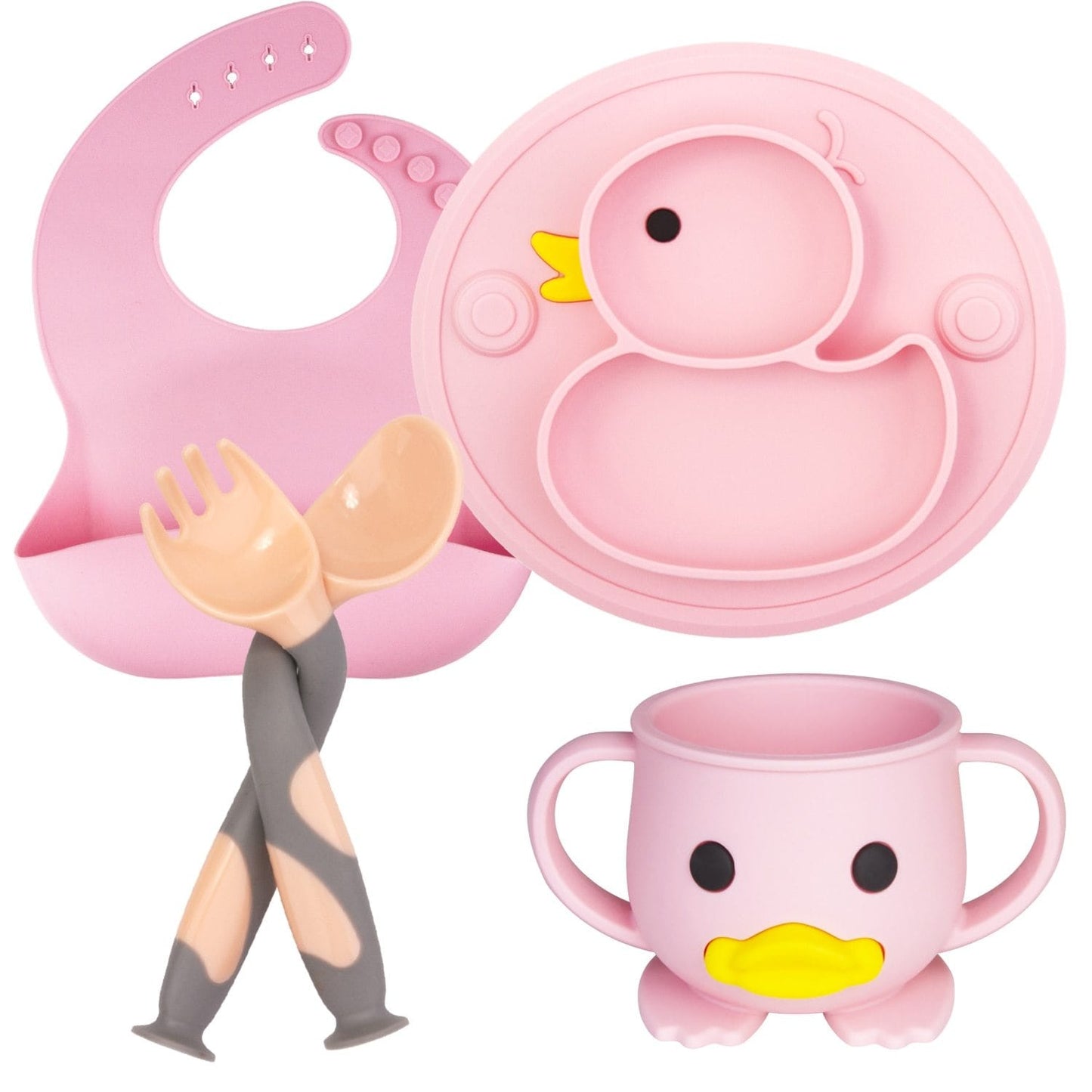 Coffret Repas Bébé en Silicone Canard | Bébé Calins