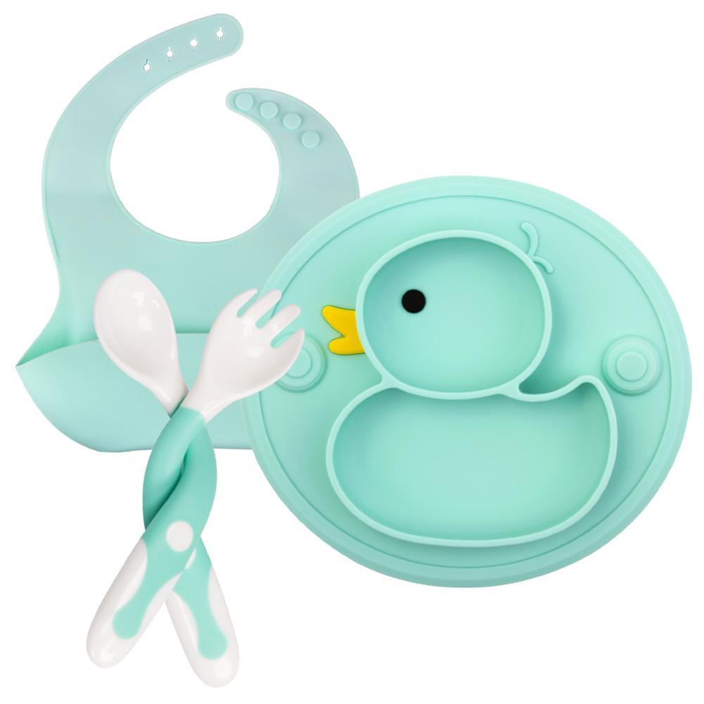 Coffret Repas Bébé en Silicone Canard | Bébé Calins