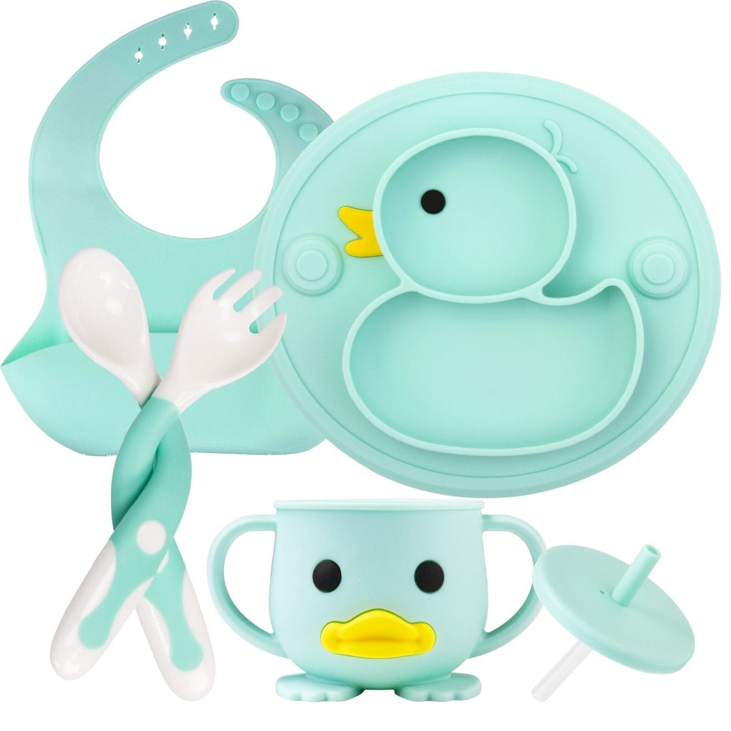 Coffret Repas Bébé en Silicone Canard | Bébé Calins