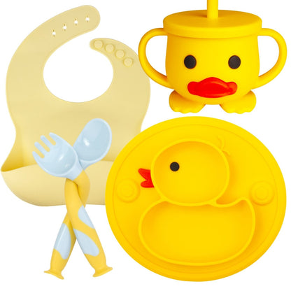 Coffret Repas Bébé en Silicone Canard | Bébé Calins