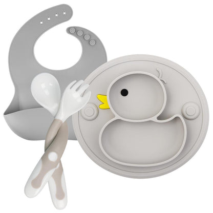 Coffret Repas Bébé en Silicone Canard | Bébé Calins