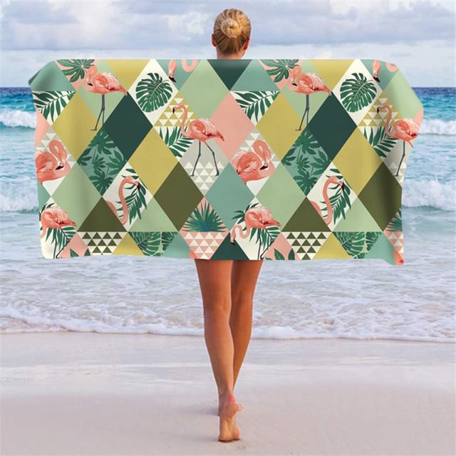 Grande serviette de plage<br>flamant rose