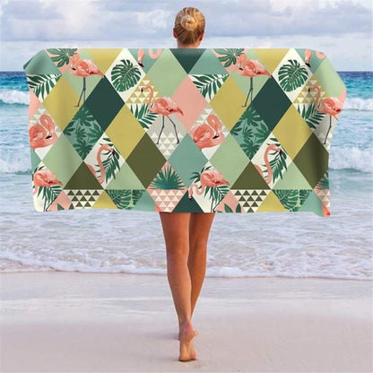 Grande serviette de plage<br>flamant rose