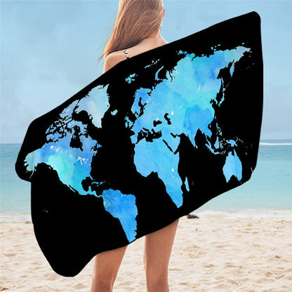 Grande serviette de plage<br>carte du monde
