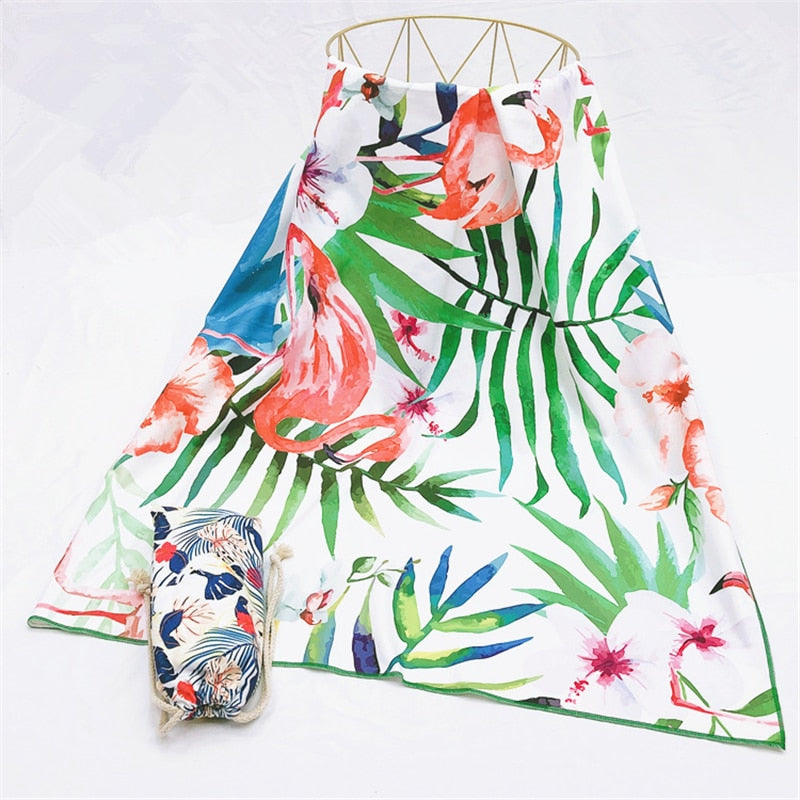 Grande serviette de plage<br>flamant rose