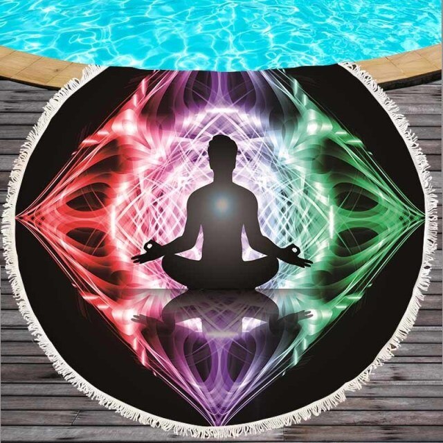 Serviette de plage<Br>ronde chakra