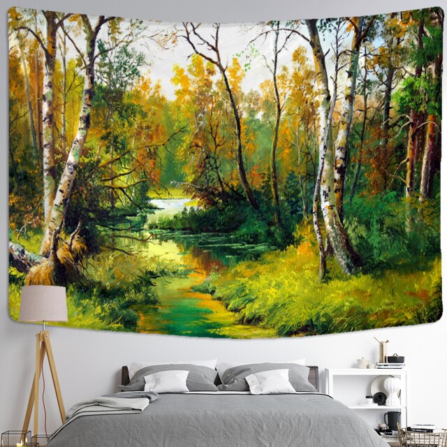 Grande serviette de plage<Br>dans la forêt