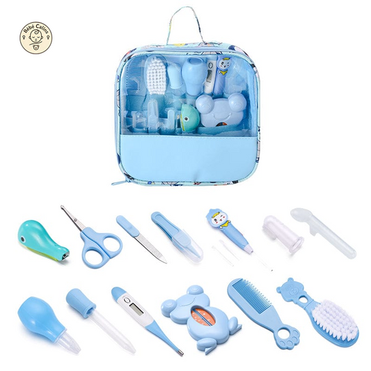 Trousse de soins pour bébé avec 13 accessoires en silicone essentiels