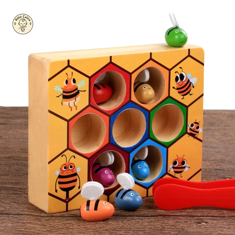 Jouet éducatif en bois ruche abeilles