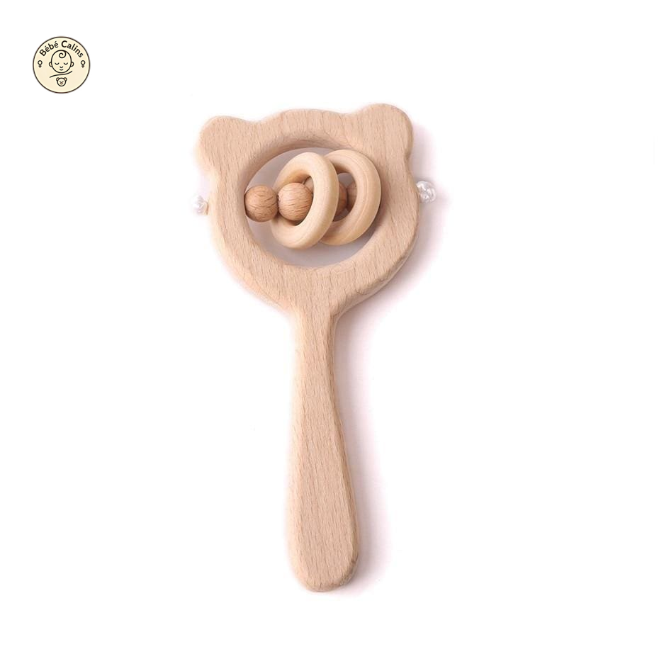 Coffret Jeux en Bois 3 Pièces avec Hochet