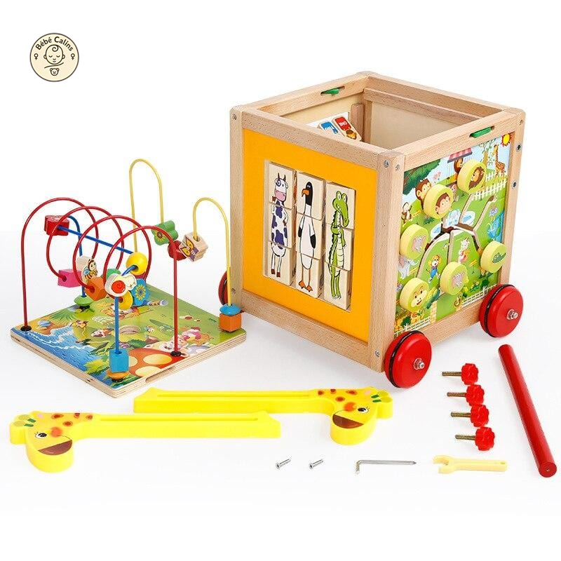 Chariot de Marche en Bois avec Jeux d'Éveil