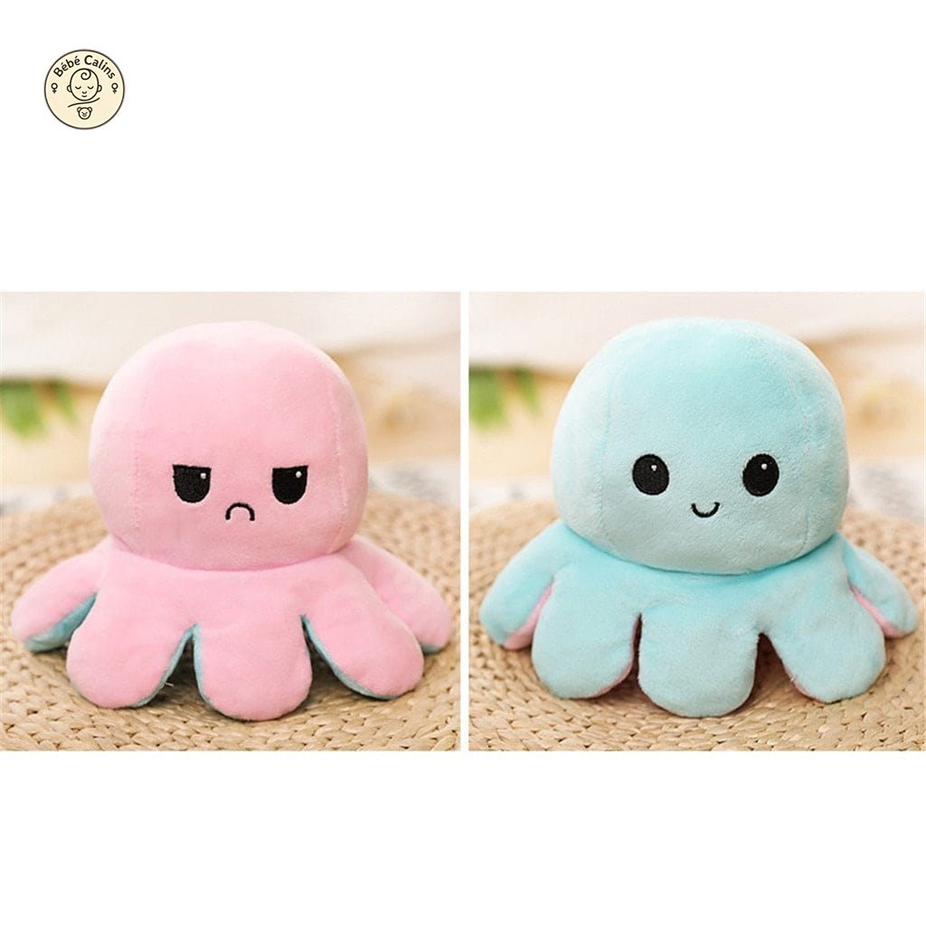 Peluche Poulpe Réversible Deux Couleurs à l'Humeur Changeante
