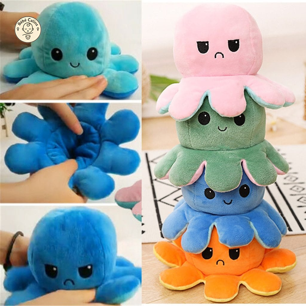 Peluche Poulpe Réversible Deux Couleurs à l'Humeur Changeante