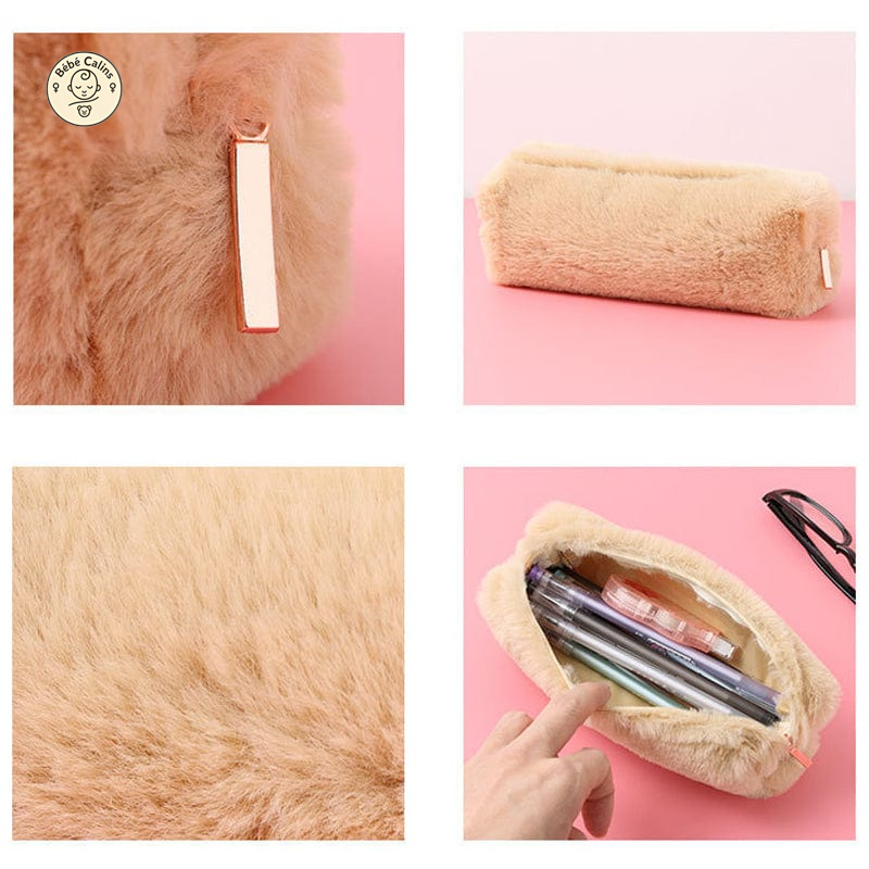 Trousse kawaii colorée en peluche