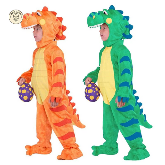 Déguisement Dinosaure Enfant Peluche Vert Orange