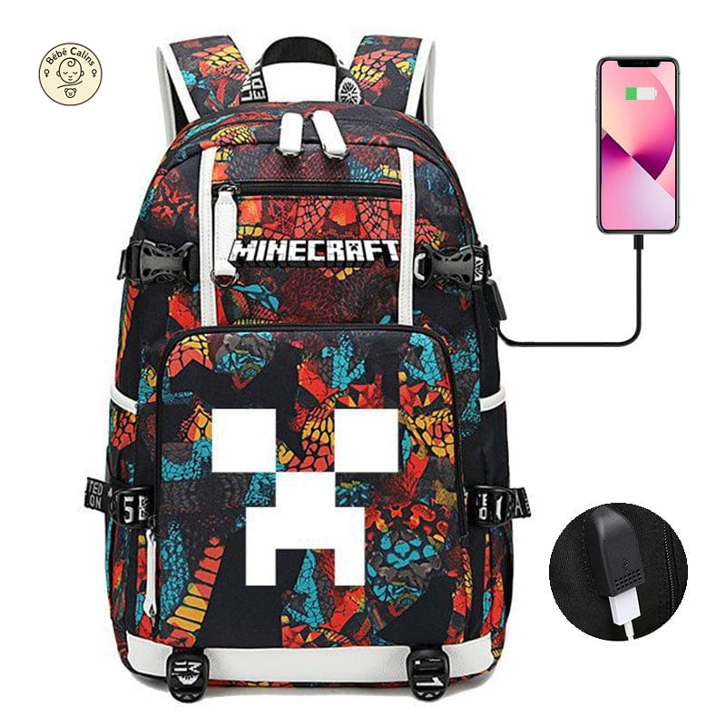 Cartable Minecraft avec Poches Pratiques pour un Style Écolier Unique