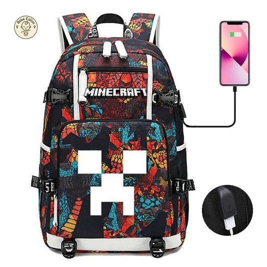 Cartable Minecraft avec Poches Pratiques pour un Style Écolier Unique