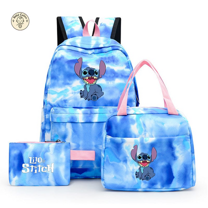 Cartable Coloré à Stitches avec Lunch Box et Trousse Incluse